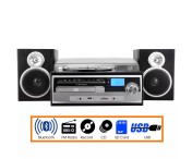 New Trexonic Vinyl Turntable Stereo System w/ CD Player Radio Bluetooth USB SD