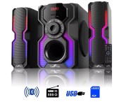 New beFree 2.1 Channel Bluetooth Speaker Shelf System Reactive LED FM USB SD